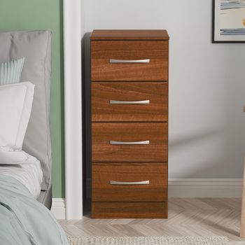 Avon 4 Drawer Narrow Walnut Chest
