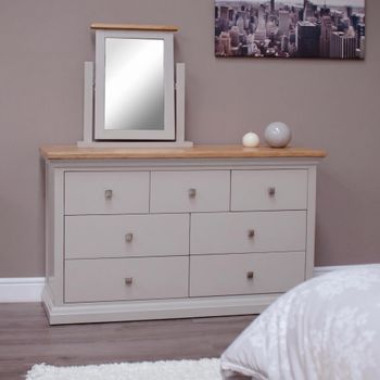 Cotswold Oak and Painted 4+3 Drawer Wide Chest of Drawers