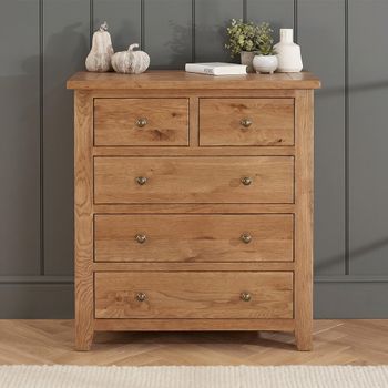 Appleby Petite Oak 2+3 Drawer Wide Chest