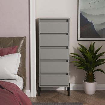 Leona Dusk Grey 5 Drawer Narrow Chest