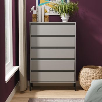 Leona Dusk Grey 5 Drawer Wide Chest
