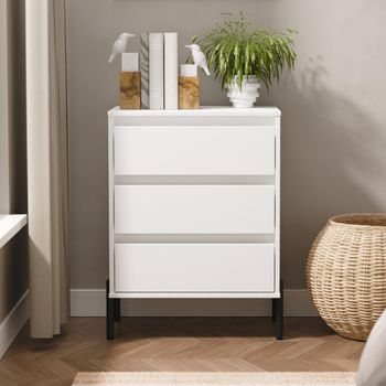 Leona White Matt 3 Drawer Midi Chest