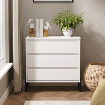 Leona White Matt 3 Drawer Chest