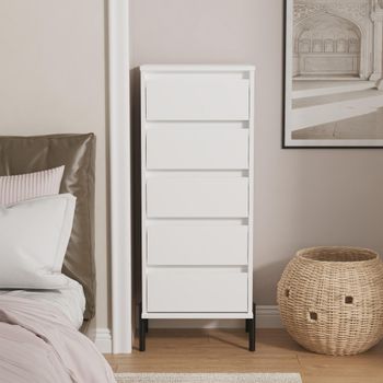Leona White Matt 5 Drawer Narrow Chest