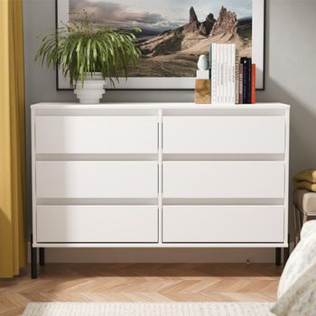 Leona White Matt 6 Drawer Midi Chest