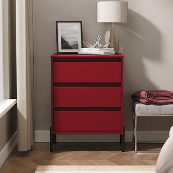 Leona Red Matt 3 Drawer Midi Chest