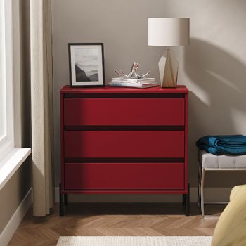 Leona Red Matt 3 Drawer Chest