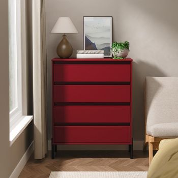 Leona Red Matt 4 Drawer Chest