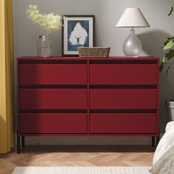 Leona Red Matt 6 Drawer Midi Chest