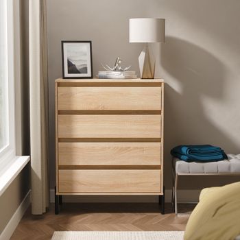 Leona Bardolino Oak 4 Drawer Chest