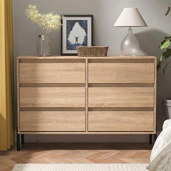 Leona Bardolino Oak 6 Drawer Midi Chest