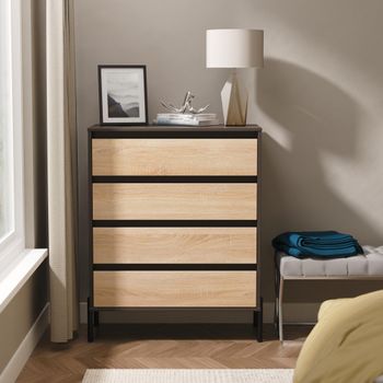 Leona Bardolino Oak and Graphite 4 Drawer Chest