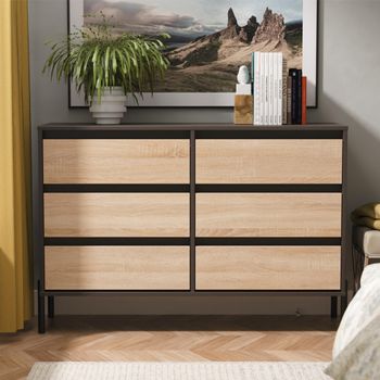 Leona Bardolino Oak and Graphite 6 Drawer Midi Chest