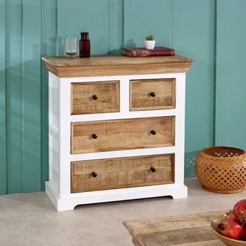 Alfie White Mango Wood 4 Drawer Chest