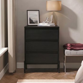 Leona Black Ash 3 Drawer Midi Chest