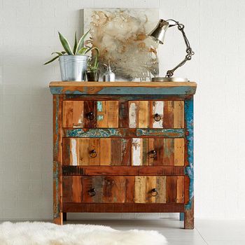 Coastal Reclaimed Wood 2+2 Drawer Chest