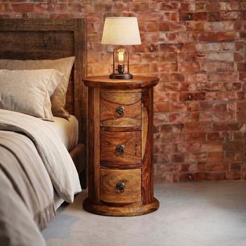 Jali Sheesham Wood 3 Drawer Narrow Drum Chest