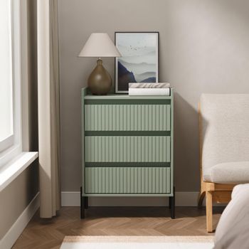 Osaka Reed Green Fluted 3 Drawer Midi Chest