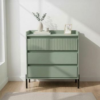 Osaka Reed Green Fluted 3 Drawer Chest