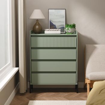 Osaka Reed Green Fluted 4 Drawer Chest
