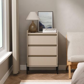 Osaka Mushroom Matt Fluted 3 Drawer Midi Chest
