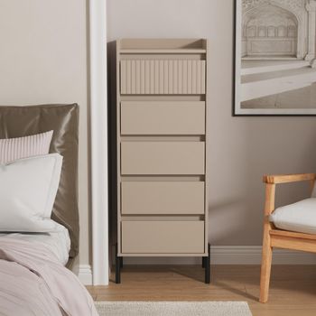 Osaka Mushroom Matt Fluted 5 Drawer Narrow Chest