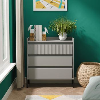Osaka Dusk Grey Fluted 3 Drawer Chest