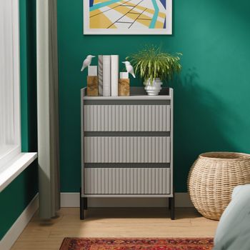 Osaka Dusk Grey Fluted 3 Drawer Midi Chest