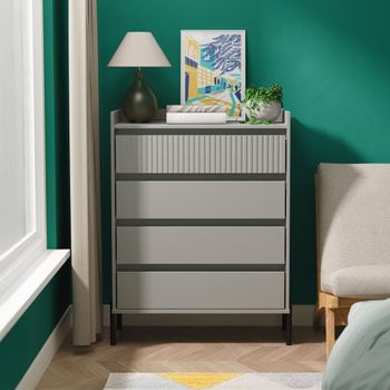 Osaka Dusk Grey Fluted 4 Drawer Chest