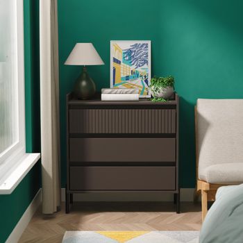 Osaka Graphite Fluted 3 Drawer Chest