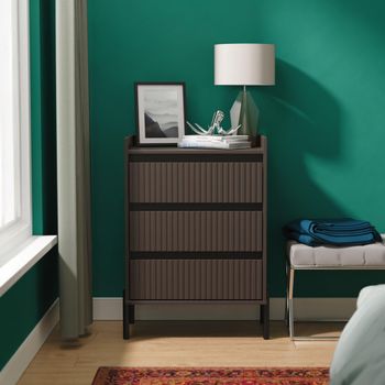 Osaka Graphite Fluted 3 Drawer Midi Chest