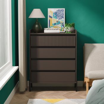 Osaka Graphite Fluted 4 Drawer Chest