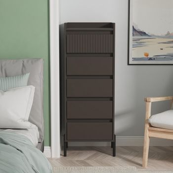 Osaka Graphite Fluted 5 Drawer Narrow Chest