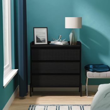 Osaka Black Ash Fluted 3 Drawer Chest