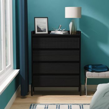 Osaka Black Ash Fluted 4 Drawer Chest