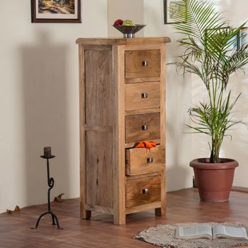 Odisha Solid Mango Wood 5 Drawer Narrow Chest