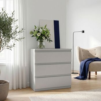 Edmore Light Grey 3 Drawer Wide Chest