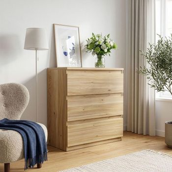 Edmore Light Oak 3 Drawer Wide Chest