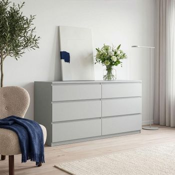 Edmore Light Grey 6 Drawer Large Chest