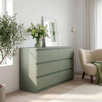 Edmore Sage Green 6 Drawer Large Chest