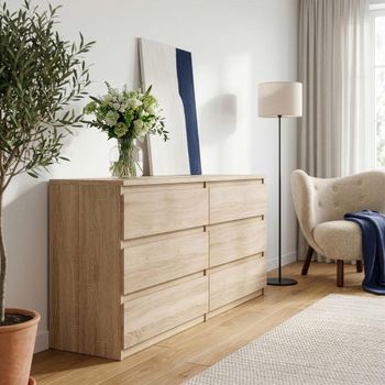 Edmore Sonoma Oak 6 Drawer Large Chest