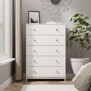 Yarmouth White Matt 5 Drawer Wide Chest