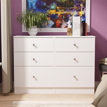 Yarmouth White Matt 6 Drawer Midi Chest