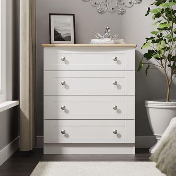 Sussex White and Oak 4 Drawer Chest