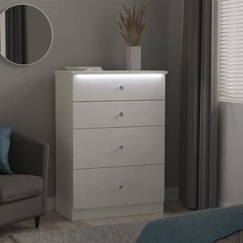 Lumiere White Gloss 4 Drawer Deep Chest