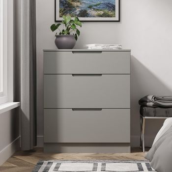 Milan Grey 3 Drawer Deep Chest