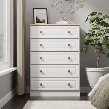 Norfolk White and Oak 5 Drawer Chest