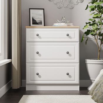 Norfolk White and Oak 3 Drawer Deep Chest