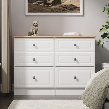 Norfolk White and Oak 6 Drawer Midi Chest