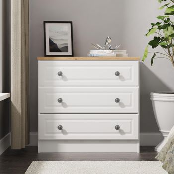 Norfolk White and Oak 3 Drawer Small Chest